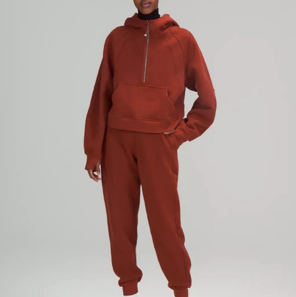 Women's Rust Half-Zip Hoodie Top